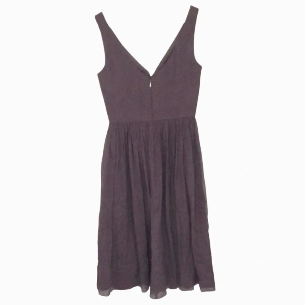 J. Crew Brown Silk Chiffon Sleeveless V Neck Bridesmaid Corset Cocktail Dress 4P